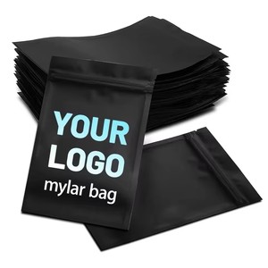 Sacchetti Richiudibili Neri con Logo Personalizzato, Buste in Mylar Antiodore, Sacchetti Piatti Neri Opachi a Doppio Lato Termosaldabili - Product Image 1