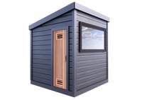 Sauna Traditionnel à Vapeur Sèche en Bois de Cèdre Rouge Massif, Moderne, Écologique, pour 4 Personnes, Électrique 6KW, Extérieur, avec Fenêtre Panoramique, Idéal pour Villa