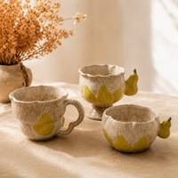 Tasse à thé au lait HBC personnalisée, motif floral irrégulier façonné à la main, style américain, pour petit-déjeuner à l'avoine, à boire directement, 16 oz, pour étudiants