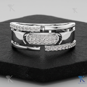 Anillo de Diamante Cultivado en Laboratorio, Oro Sólido, Patrón Geométrico Vintage, Banda Ancha, Joyería Fina, Hecho a Medida, Regalo de Aniversario para Mujer, Venta al Por Mayor - Product Image 6