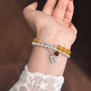 สร้อยข้อมือซิทริน S925 เงินสเตอร์ลิง สองชั้น เสริมโชคลาภ สำหรับผู้หญิง สวมใส่ได้ทุกวัน เครื่องประดับสไตล์จีนสมัยใหม่ - Product Image 2