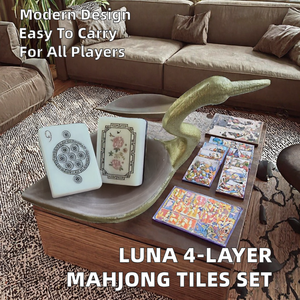 Juego de Mahjong Americano de Acrílico Color Marfil para 4 Jugadores, Grabado, Portátil y Duradero para Noches de Juego - Product Image 2