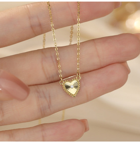 Collier avec pendentif en forme de cœur sculpté en argent sterling S925, style vintage, élégant, tendance, bijoux fins, cadeau pour les femmes modernes et élégantes - Product Image 5