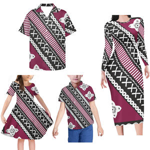 厂家直销印花波利尼西亚纹身连衣裙家庭搭配连衣裙性感紧身连衣裙长袖家庭套装批发 - Product Image 4