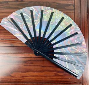 Abanico de Mano Personalizado con Impresión OEM QM de 13 Pulgadas, Abanico de Mano de Lujo con Impresión Personalizada, Accesorios para Fiestas Rave - Product Image 5