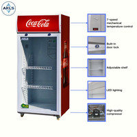 Réfrigérateur vertical de type vitrine, 150L, personnalisable avec logo, pour supermarché, prix de gros bas, fourni par l'usine