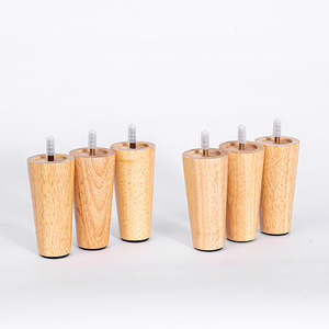 Patas de sofá de madera de caucho para exportación, cónicas, color madera natural, patas de madera maciza para mueble de TV, varilla roscada M8, patas de sofá de madera. - Product Image 3