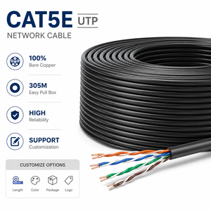 Cable de Red LAN Cat 5E UTP FTP Personalizado en Caja de 305M, Cable Sólido Cat 5E UTP de 24 AWG CCA, Cable LAN Cat5e OEM de 1000 Pies en Caja - Product Image 1