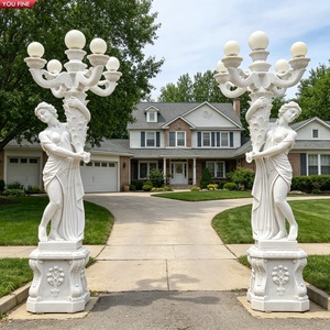YOUFINE Ensemble <span class=keywords><strong>de</strong></span> lampadaires en marbre blanc, sculpture <span class=keywords><strong>de</strong></span> déesse classique, statue <span class=keywords><strong>de</strong></span> <span class=keywords><strong>jardin</strong></span> extérieur <span class=keywords><strong>pour</strong></span> villa - Product Image 1