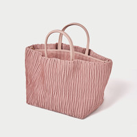 Bolso de mano de mujer arrugado con logotipo personalizado, bolso de mano cruzado suave rosa y gris de gran capacidad para mujer