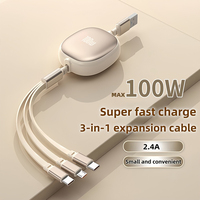 Câble de charge rapide super rapide HYTO Custom Gifts rétractable 1,2 m 5A 3 en 1, chargeur de données Micro USB Type-C pour iPhone 14 15