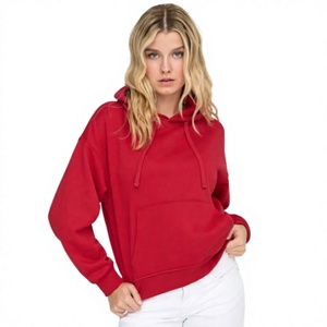 Sudadera con Capucha para Mujer, Nueva Colección Primavera-Otoño-Invierno, Color Sólido, Casual, Corta, Holgada, con Cierre Frontal, Tela No Tejida - Product Image 2