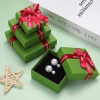 Boîte à bijoux en carton personnalisée avec logo, impression de logo, emballage de bijoux, boîte de luxe verte, collier, bague, boîte cadeau en papier