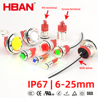 Feux indicateurs HBAN Factory 10MM, 220V, tête plate ronde, rouge, vert, bleu, éclairés, 12V, 24V, 220V, lampe de signalisation, équipement d'affichage