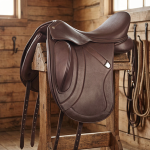 Silla de montar de cuero genuino para resistencia, personalizable, para salto, carreras y doma clásica, con armazón de madera. - Product Image 1