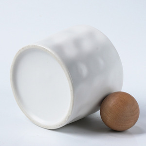 Taza de Cerámica con Asa de Madera, Color Azul Beige Sólido, para Uso en Casa u Oficina, Taza Individual - Product Image 4