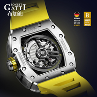 Montre Homme Bonest Gatti BG9903-A3 de Haute Qualité, Marque de Renom, Best-seller, Aiguilles Lumineuses, Cadran Creux