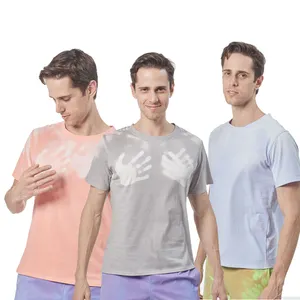 Water Changing Color Oem Young And Middle-Aged Men'S Long Sleeve T-Shirt Light Business Casual Solid Men'S Round-Neck T-Shirt