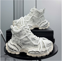Sepatu Pria 2026 Model Baru, Kulit Mikrofiber, Sol Tebal, Penambah Tinggi, Gaya Distressed