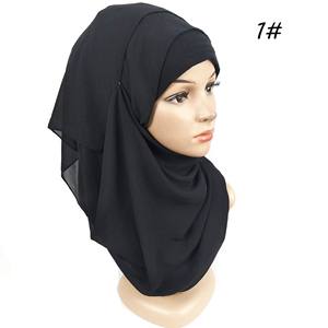 Nouveau Pearl Hijab Chiffon Usine Vente Directe de Lady Pratique Foulard pour Dames Monochrome Foulards Musulman Hijabs - Product Image 4