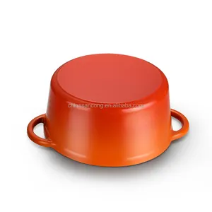 Горячая Распродажа оранжевая кухонная эмалированная чугунная посуда с кастрюлей