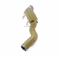 Downpipe de haute qualité en acier inoxydable 304 avec bouclier thermique doré pour Mercedes-Benz C43 GLC43 2.0T W206 2023-2024 – Améliore la réponse du turbo