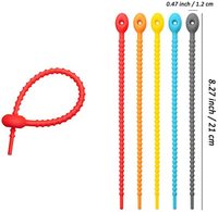 Bridas flexibles de silicona de colores de 8,5 pulgadas, bridas reutilizables para cables, con autosujeción, organizador de almacenamiento, con cremallera