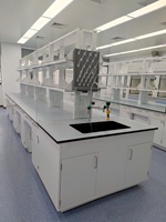 Station de travail de laboratoire en fer en forme de U avec disposition entièrement entourée pour des expériences complètes dans les environnements hospitaliers et scolaires