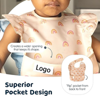 Bavoirs imperméables en polyester anti-salissures pour bébés, bavoirs essuyables pour tout-petits avec poche de récupération, bavoirs d'alimentation pour filles et garçons