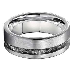 Schwarze Gebürstete Meteorit-Wolframringe für Herren Ehering mit Meteorit-Einlage Modische <span class=keywords><strong>Designs</strong></span> für Verlobungsgeschenk Partygeschenk - Product Image 3