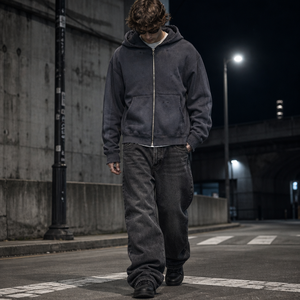 Fabricante de Sudaderas Personalizadas, Sudaderas de Alta Calidad en Felpa Francesa, Sudaderas Vintage con Efecto Desgastado, Sudaderas con Cierre y Lavado Ácido para Hombre - Product Image 2
