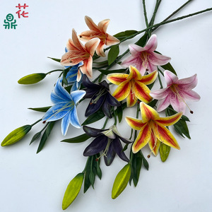 Fleurs artificielles en soie Lily, réalistes, décoration d'intérieur, mariage, style moderne, faites à la main - Product Image 1