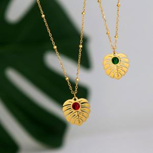 Colliers tendance 2026, bijoux minimalistes hypoallergéniques, acier inoxydable 316l plaqué or 18k, collier feuille pour femmes - Product Image 1