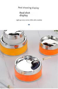 Cendrier portable rond personnalisé de nouvelle conception, différentes couleurs et tailles, cendrier en acier inoxydable, cendrier portable pour fumer avec couvercle rotatif - Product Image 5
