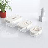 Conteneur alimentaire sous vide en plastique authentique et sûr pour les aliments, avec couvercle hermétique, 3 tailles, réutilisable pour la cuisine et le stockage alimentaire commercial