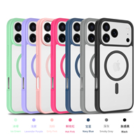 Coque de téléphone transparente en métal TPU givré magnétique pour 17 Pro Max avec emballage de sac de protection de caméra OPP