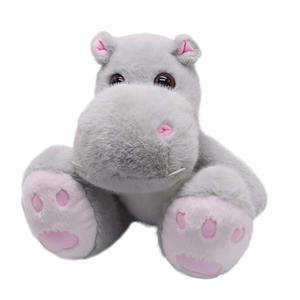 7983 カスタマイズふわふわグレーのカバのぬいぐるみ、大きな足付き、子供、男の子、女の子への誕生日、クリスマスプレゼント、カバのぬいぐるみ - Product Image 1