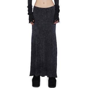 Falda Maxi Térmica de Algodón Elástico Lavado y Desgastado con Tejido Waffle para Mujer, de Talle Bajo y Larga - Product Image 1