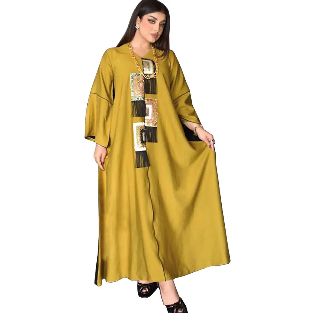 2022 New Fashion Design medio oriente Ladies paillettes nappe abito elegante arabo musulmano Maxi abiti Abaya