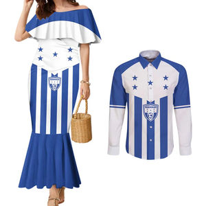 Día De La Independencia De Honduras Parejas A Juego Vestido De Sirena Y Camisa De Botones <span class=keywords><strong>Ropa</strong></span> De Mujer - Product Image 4
