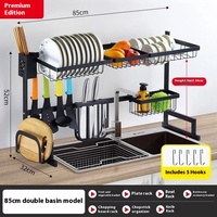 Étagère de rangement de cuisine réglable en acier inoxydable, égouttoir à vaisselle au-dessus de l'évier avec design moderne pour l'organisation des placards