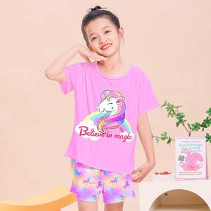 <span class=keywords><strong>Pijamas</strong></span> para niños Dibujos animados personalizados Impreso <span class=keywords><strong>Unicornio</strong></span> Manga corta y pantalones cortos <span class=keywords><strong>Pijamas</strong></span> para <span class=keywords><strong>niñas</strong></span> 8-14 - Product Image 4