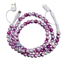 Nouveau câble perlé Type-C 5A à charge rapide 2027, motif arc-en-ciel, pour ordinateur, adorable bijou pour femme, cordon de charge