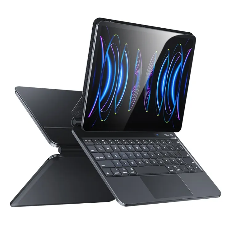 Vente chaude pour iPad Pro 12.9/pour iPad Air 2020 PU + PC affichage numérique sans fil nuit rétro-éclairage clavier étui de protection magnétique