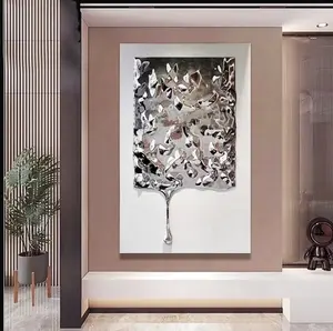 Золотая нержавеющая сталь, водяная стена, подвесная вилла, художественная декоративная роспись, Настенный декор
