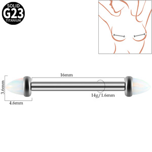Gaby Jewellery ASTM-F136 G23 Titaneo Human Bra Hot Pierced Nipples Priecing Opalo Male Piercing Ring for Girl - Product Image 6