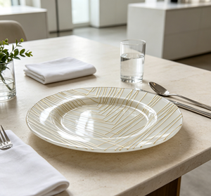 Platos <span class=keywords><strong>de</strong></span> Cristal Blanco <span class=keywords><strong>de</strong></span> 13 Pulgadas <span class=keywords><strong>con</strong></span> Líneas Geométricas Doradas, Platos Decorativos para Cena, para Banquetes <span class=keywords><strong>de</strong></span> Boda, Decoración <span class=keywords><strong>de</strong></span> Mesa <span class=keywords><strong>de</strong></span> Hotel - Product Image 6