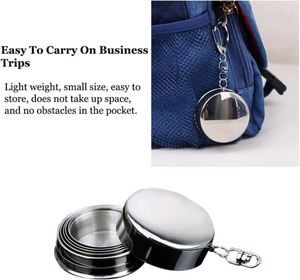 Tasse pliable en acier inoxydable, portable, télescopique, avec porte-clés, 60 ml, 150 ml, 250 ml - Product Image 5