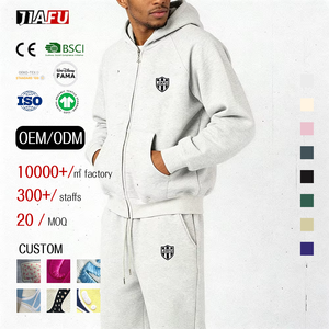 Wholesale <strong>Men</strong> Tracksuit Custom Logo Blank Boxy Heavyweight Fleece Zip up <strong>Hoodie</strong> and Sweatpants 2 Sets <strong>for</strong> Man Streetwear - Product Image 1