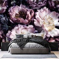 Paeonia Mural bunga 3d Wallpaper hitam bunga latar belakang Mural dinding untuk kamar tidur ruang tamu kamar anak perempuan kertas dinding